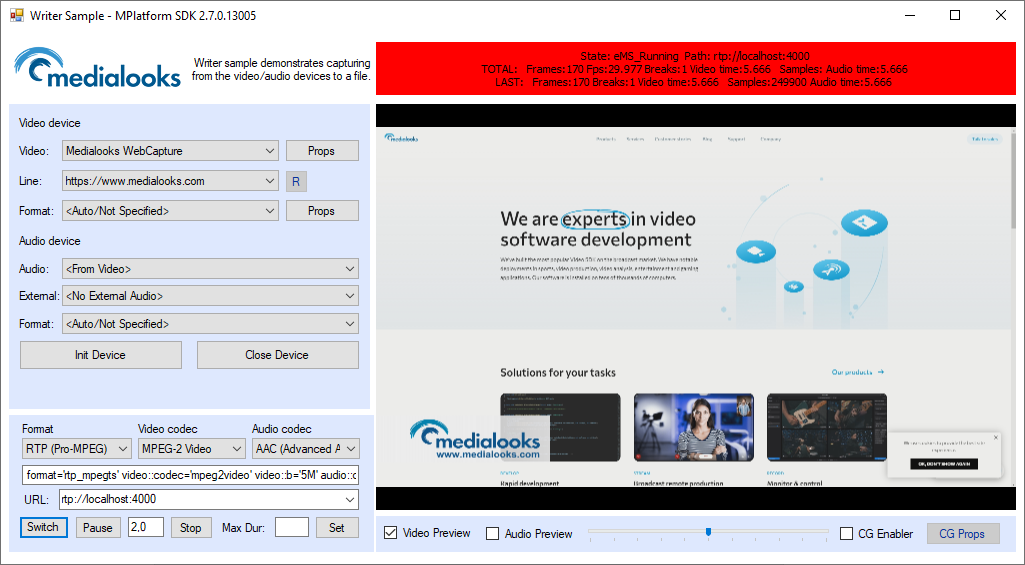 RTP Streaming Medialooks Help Center